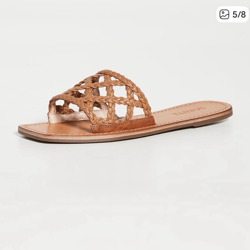 SCHUTZ | Ericka braided open weave leather slide sandal